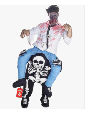 NEW Unisex Piggy Back Skeleton Piggyback Costume With Stuff Your Own Legs S